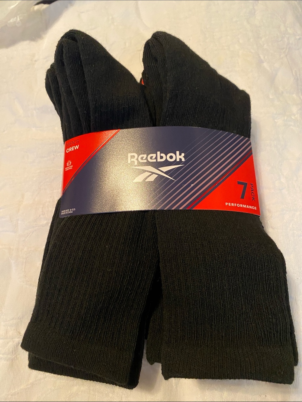 Reebok Black Men's Performance Crew Socks - 7 Pack